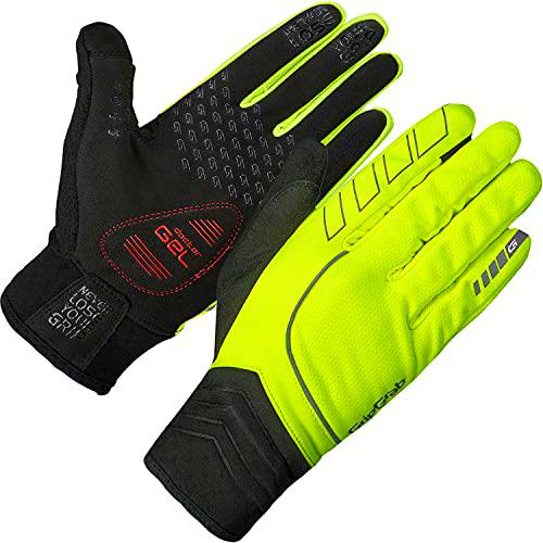 GripGrab Hurricane Windproof Midseason Fullfinger Cycling Gloves Padded Touchscreen-Compatible Black and Yellow HiViz Guantes Ciclismo Invierno