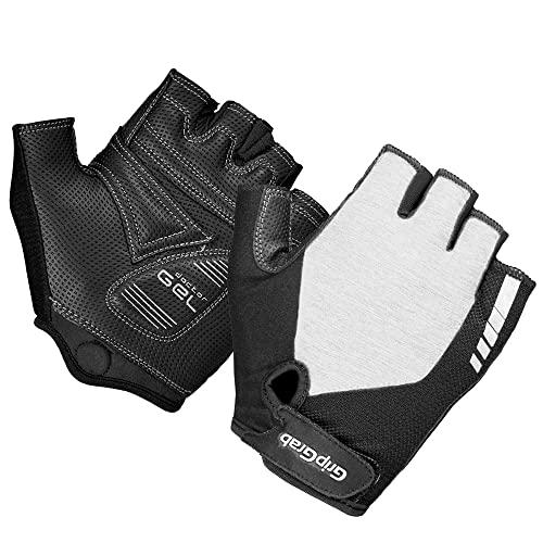 GripGrab Women's ProGel Padded Fingerless Anti-Slip Summer Cycling Gloves Cushioned Shock-Absorbing Road Gravel Mountain-Bike Guantes Cortos Ciclismo, Blanco, M