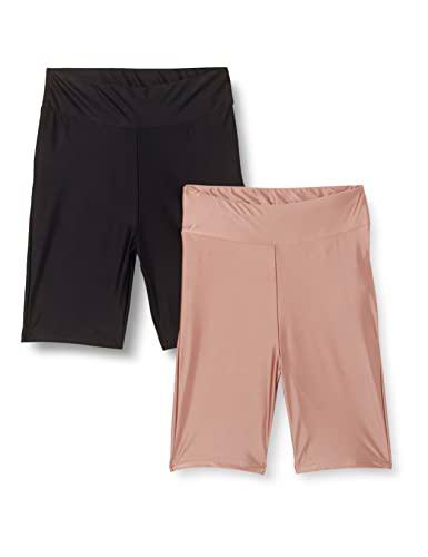 Urban Classics Ladies Highwaist Shiny Metalic Cycle Shorts 2-Pack Pantalones Cortos