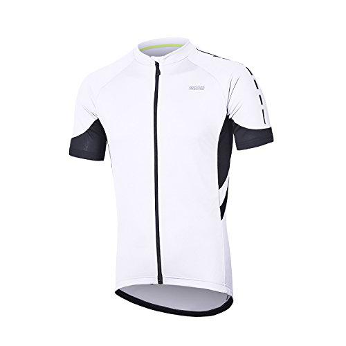 ARSUXEO Camiseta de Ciclismo de Manga Corta para Hombre 636 Blanco L