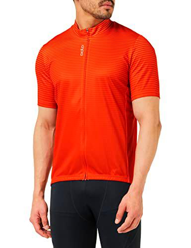 Odlo Hombre Camiseta de Ciclismo con Cremallera Essentials, Firelight