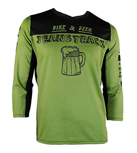 Jeanstrack Bike &amp; Beer Camiseta técnica MTB, Unisex Adulto, Verde, S