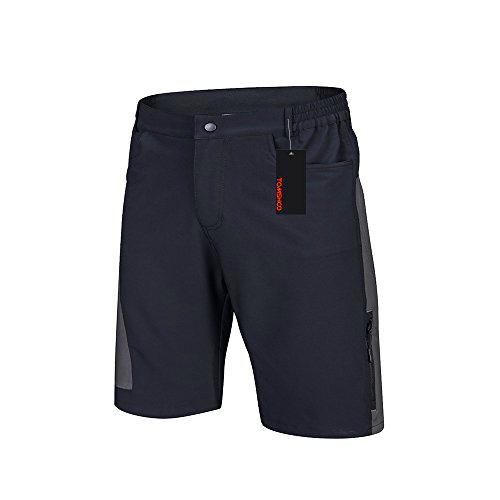 TOMSHOO Pantalones Cortos de MTB, Pantalones Cortos de Ciclismo para Hombre con Acolchados en 3D y 4 Bolsillos para Deporte al Aire Libre y Ciclismo