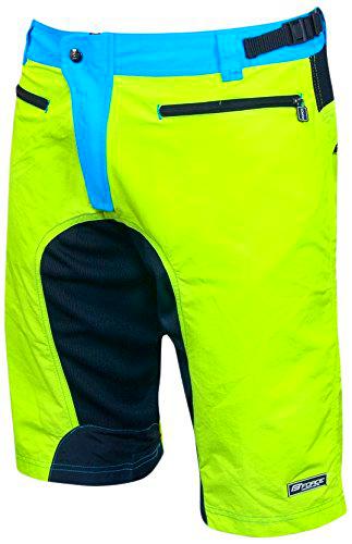 Force1 Hombre mtb-11 Pantalones Cortos, Hombre, Color Amarillo/Azul