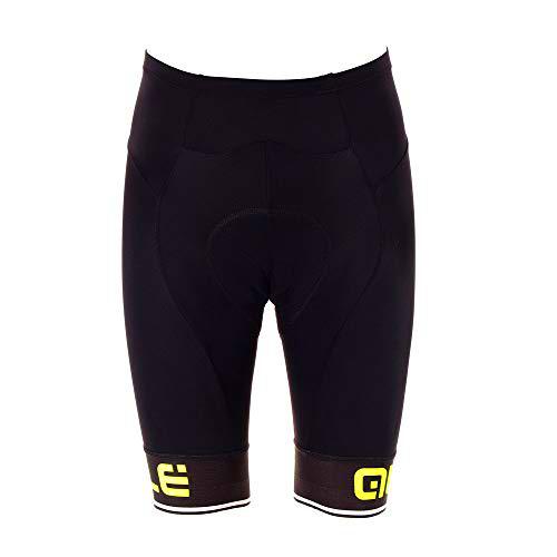 Alé Cycling Corsa sólida Pantalones Cortos, Negro/Amarillo Fluo
