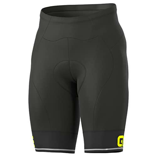 Alé Cycling Corsa sólida Pantalones Cortos, Negro/Amarillo Fluo