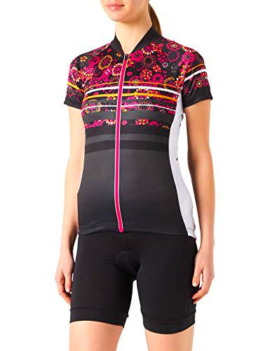 Nakamura Tiara Maillot de Ciclismo, Negro y Multicolor, 36 Mujer
