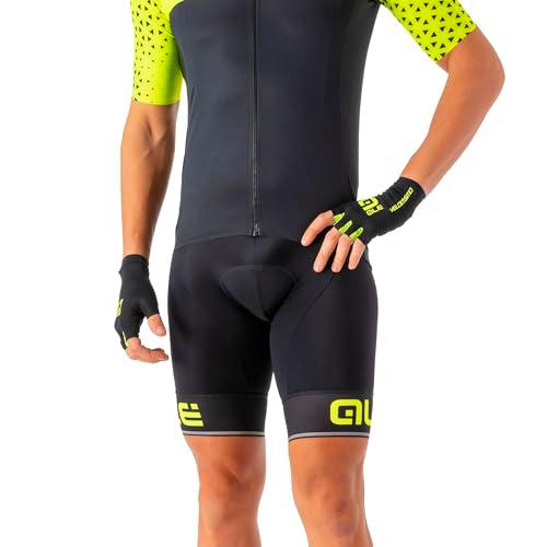 Alé Cycling Corsa sólida Pantalones Cortos, Negro/Amarillo Fluo