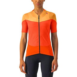CASTELLI Gradient Color Block Jersey T-Shirt, Scarlet Lava/Soft Orange, L Women's