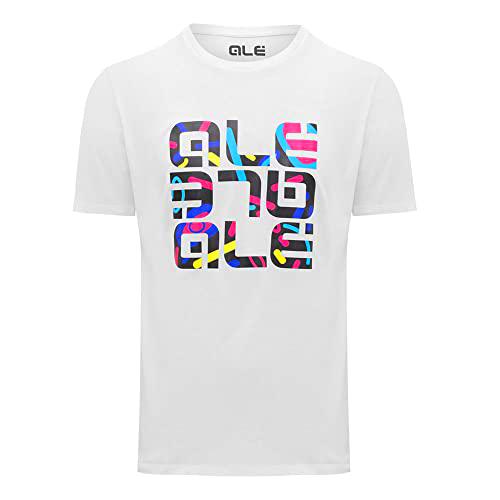 Alé Cycling 3 Logotipos Camiseta, Pop White, L Unisex Adulto