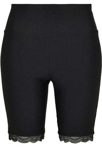 Urban Classics Ladies High Waist Rib Lace Hem Cycle Shorts Pantalones Cortos
