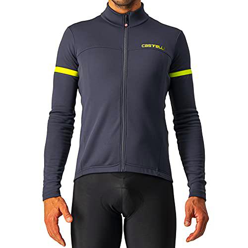 CASTELLI Fondo 2 Jersey FZ Camiseta, Hombre, Gris Oscuro/Amarillo Fluorescente, L