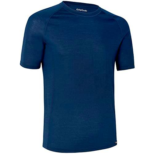 GripGrab Merino-Wool Polyfibre Short Sleeve Cycling Base Layer-Thermal Bicycle Hiking Under-Shirt-Black and Navy-Blue Camisetas Interiores Ciclismo