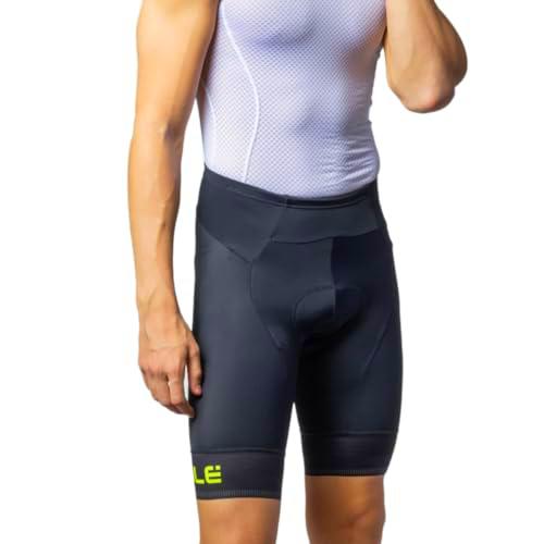 Alé Cycling Corsa sólida Pantalones Cortos, Negro/Amarillo Fluo
