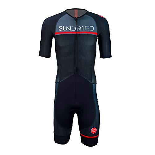 Sundried Hombres Pro Traje de manga corta Trisuit Triatlón Ironman mejor para Racing Tri Suit (Negro, XL)